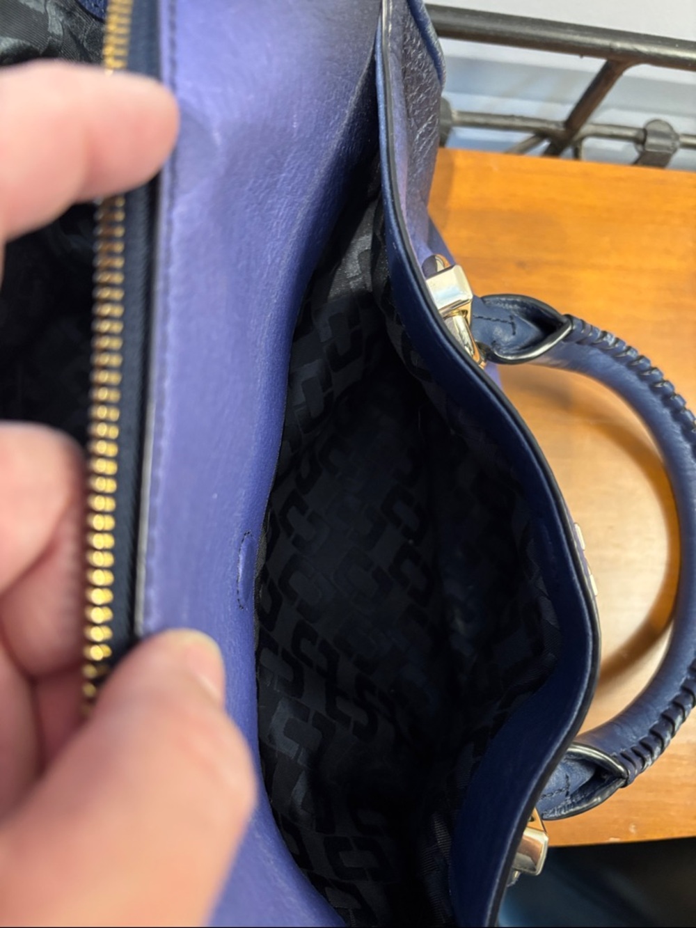 Diane Von Furstenberg Blue Gradient Ombre Leather Bag with Gold Hardware - Picture 10 of 15